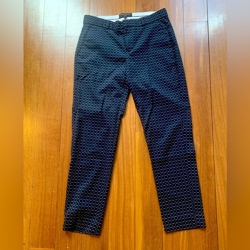 Banana Republic Navy and White Patterned Classic Avery Pant